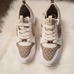 G by Guess Women's Sneakers in White and Brown. Worn Only Once
